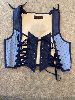 Moresca Steel Boned Bodice - Size Large - Navy and Blue